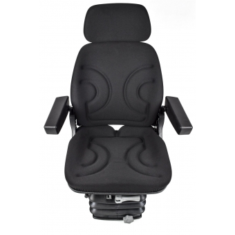 Fotel siedzenie ciągnikowe komfortowe  + podłokietnik + zagłowek (czarny materiał )